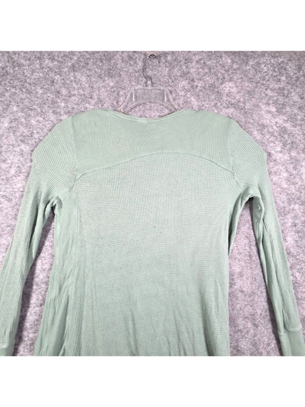 Free People We The Free Malibu Thermal Top Sage Green Size XS Waffle Knit - Picture 6 of 9